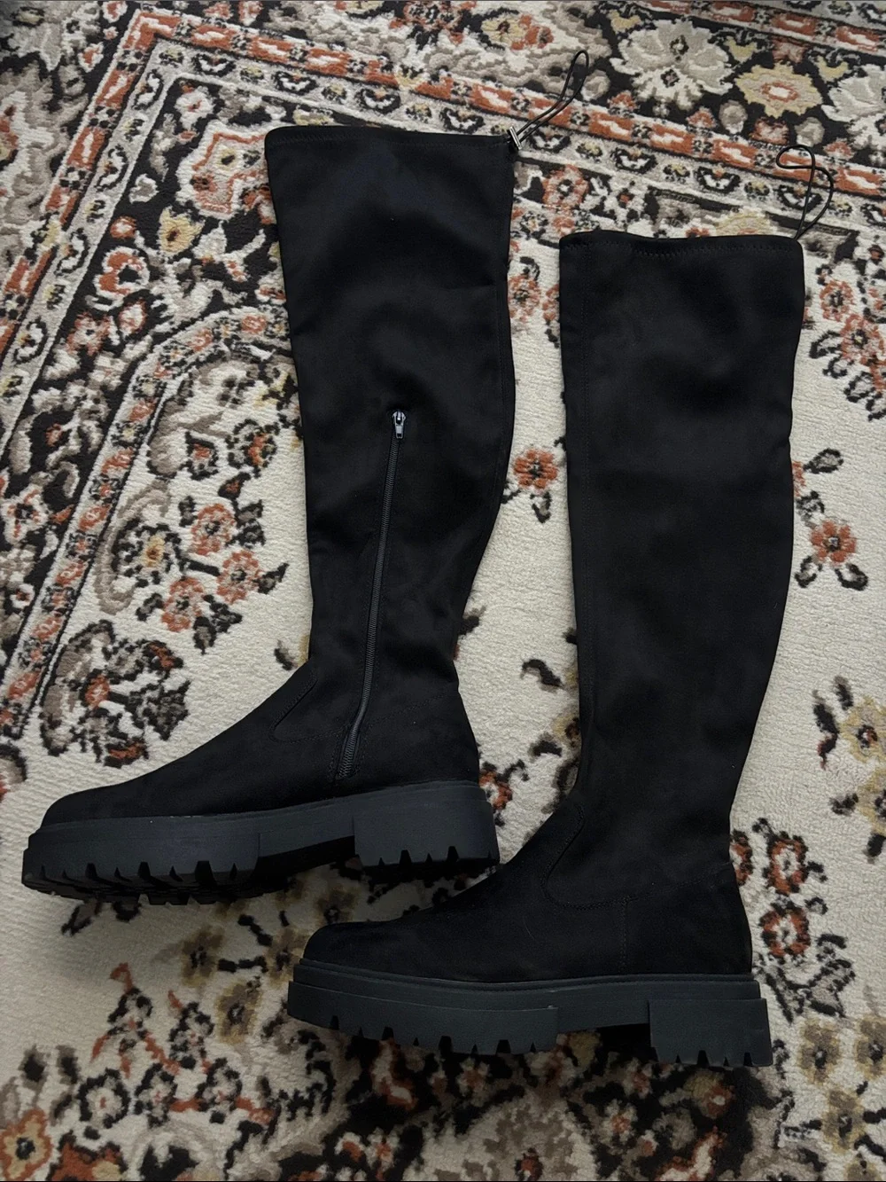 NEW Over-the-Knee Black Faux Suede Platform Boots - Women's